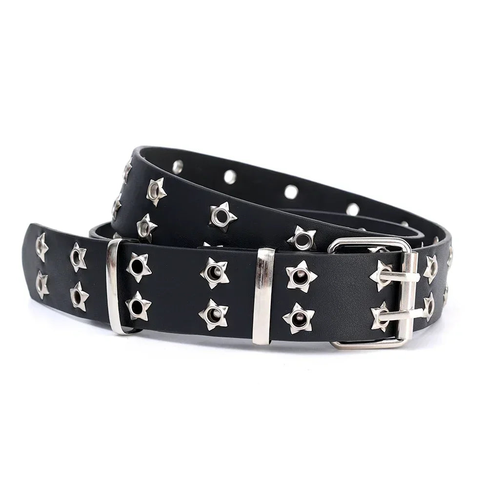 Y2K Punk Rivet Leather Belts for Women and Men