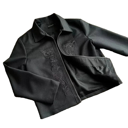 Oversized Pattern Embroidered Streetwear Jacket Y2K Gothic Hip Hop - Man