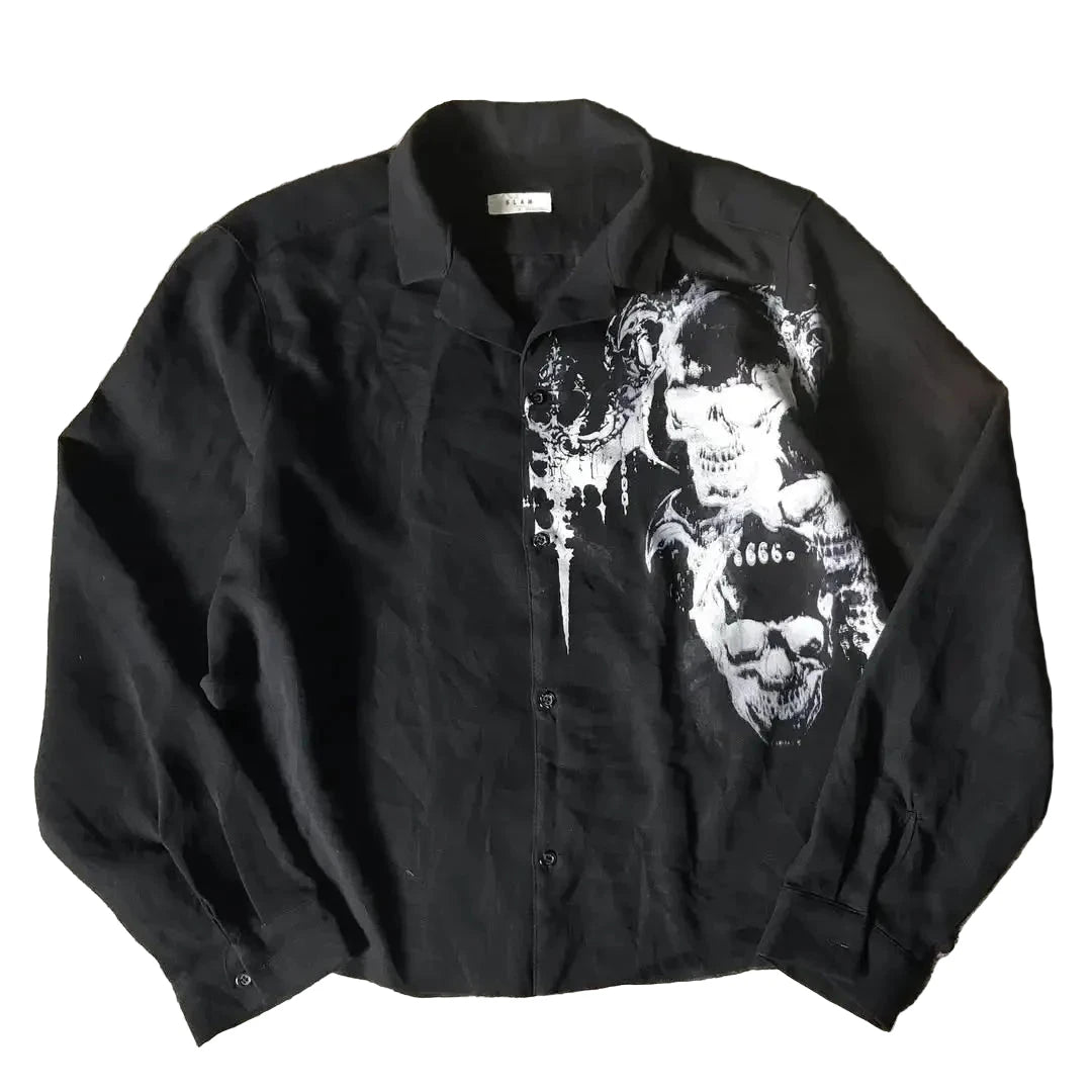 LIMITED EDITION Y2K White Affliction Retro Skull Letter Print T-Shirt Harajuku Sleeve - Man