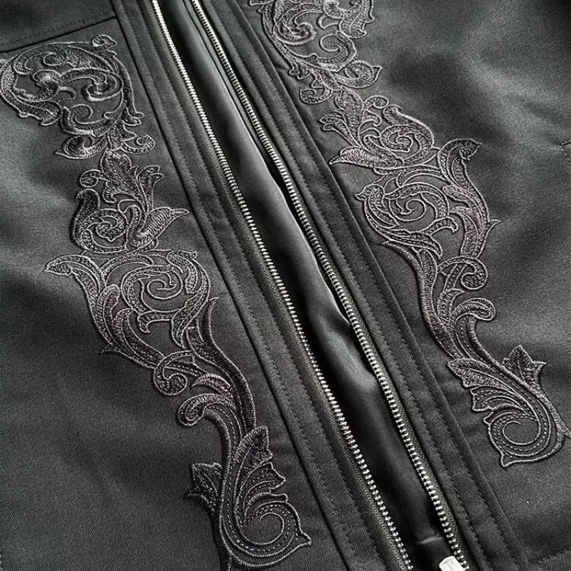 Oversized Pattern Embroidered Streetwear Jacket Y2K Gothic Hip Hop - Man