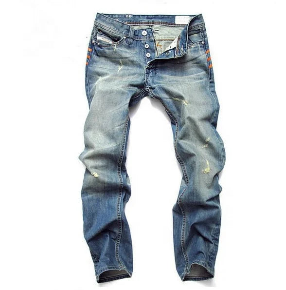Custom Purple Denim Stacked Male - Straight Washed Slim Men Jeans