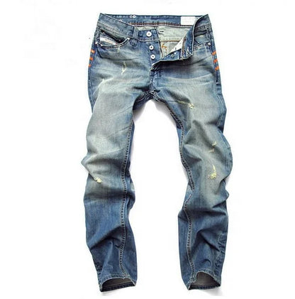 Custom Purple Denim Stacked Male - Straight Washed Slim Men Jeans
