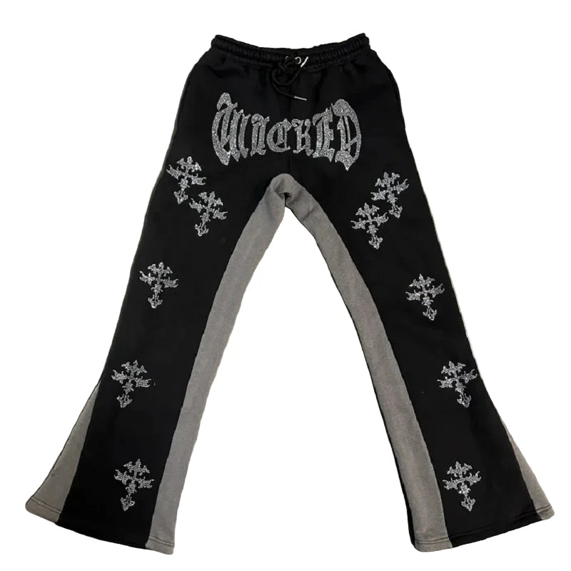 3D Print Loose Flared Sweatpants for Men and Women