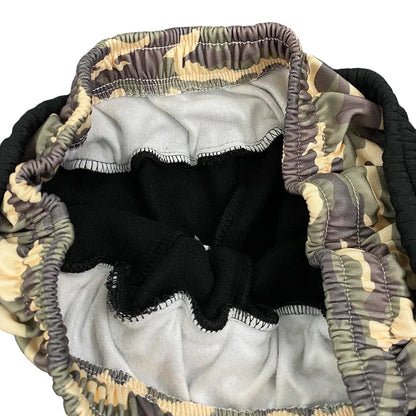 Leopard Print Letter Embroidered Double Waistband Sweatpants