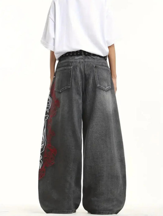 Y2K High Street Dark Gothic Unisex Jeans American Harajuku Baggy Straight Pants