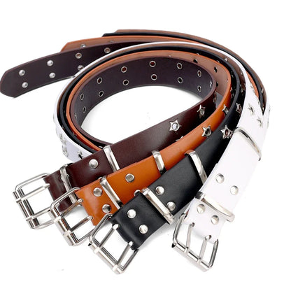 Y2K Punk Rivet Leather Belts for Women and Men