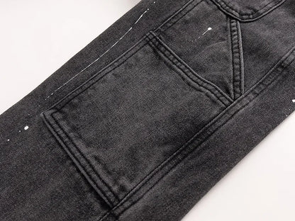 Retro Splicing Washed Jeans - Men’s Hip Hop High Street