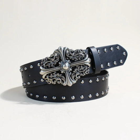Y2K Rivet Punk Wide Belt for Women - Retro Belt