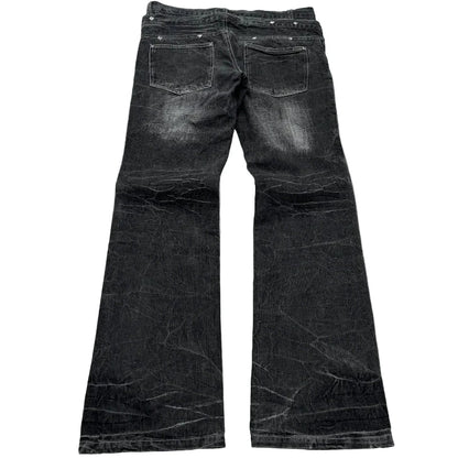 Y2K Distressed Cat Whisker Flared Denim Jeans - Unisex