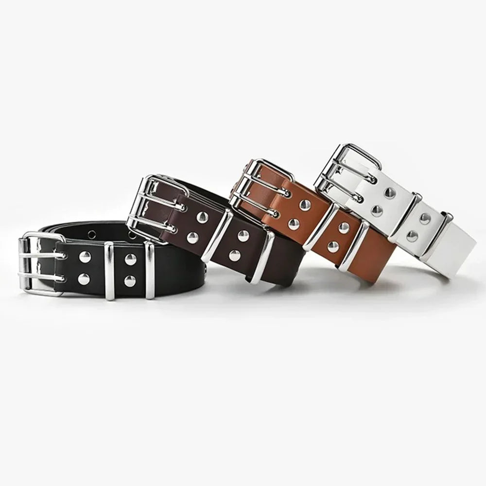 Y2K Punk Rivet Leather Belts for Women and Men