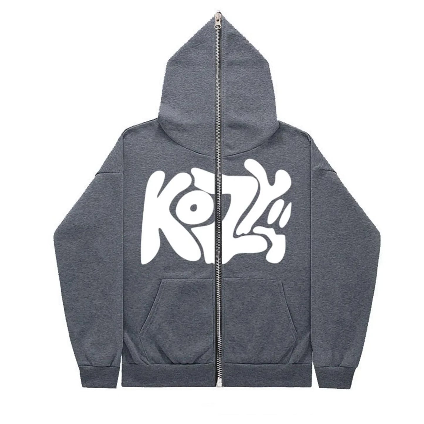 Unisex Full-Zip KOZY Printed Hoodie – Casual & Stylish