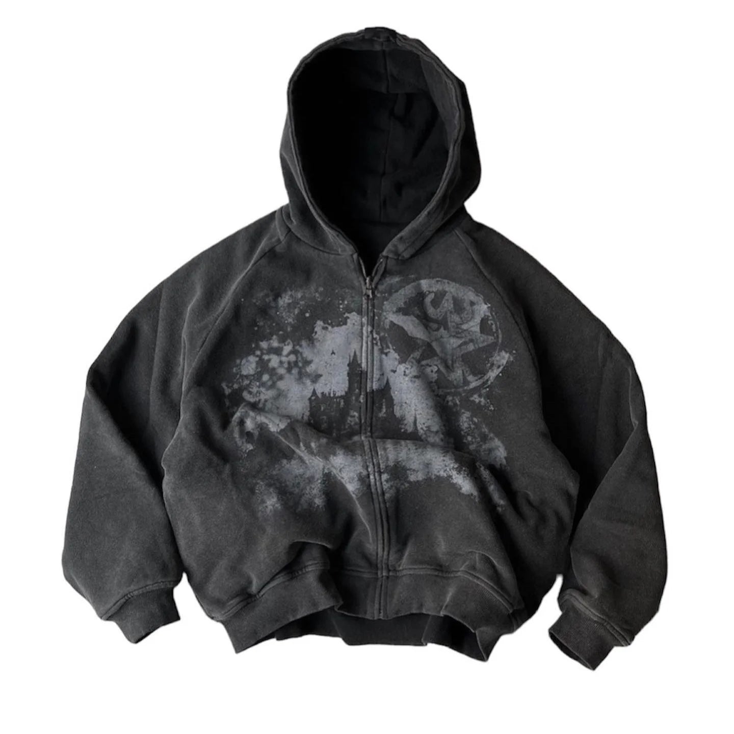 British Gothic Punk Patch Hoodie – Unisex Oversized Retro Cardigan