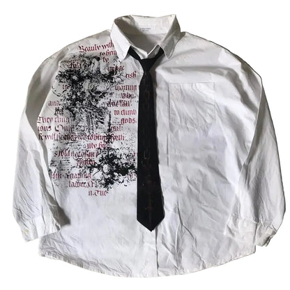 LIMITED EDITION Y2K White Affliction Retro Skull Letter Print T-Shirt Harajuku Sleeve - Man