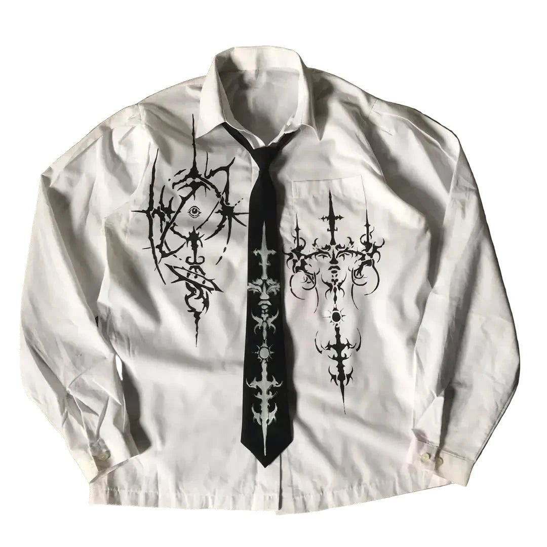 LIMITED EDITION Y2K White Affliction Retro Skull Letter Print T-Shirt Harajuku Sleeve - Man