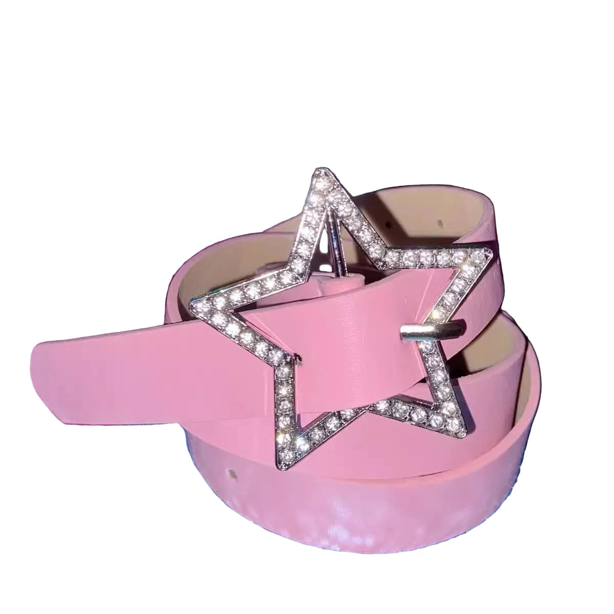 Kawaii Pink Y2K Star PU Leather Belt for Women