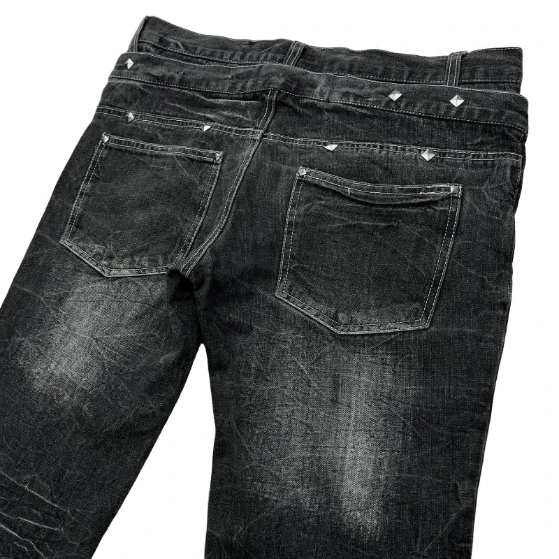 Y2K Distressed Cat Whisker Flared Denim Jeans - Unisex