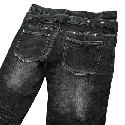 Y2K Distressed Cat Whisker Flared Denim Jeans - Unisex