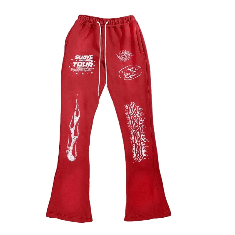 3D Print Loose Flared Sweatpants for Men and Women