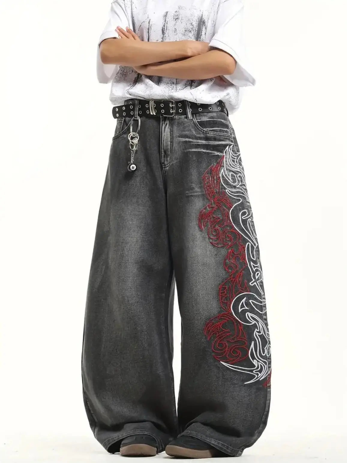 Y2K High Street Dark Gothic Unisex Jeans American Harajuku Baggy Straight Pants