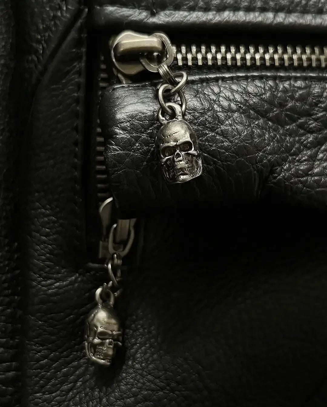 Y2K Skull Embroidered Street Hip Hop Jacket Loose PU Leather - Man