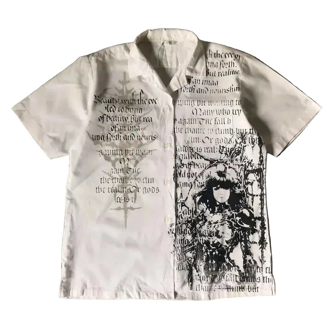 LIMITED EDITION Y2K White Affliction Retro Skull Letter Print T-Shirt Harajuku Sleeve - Man