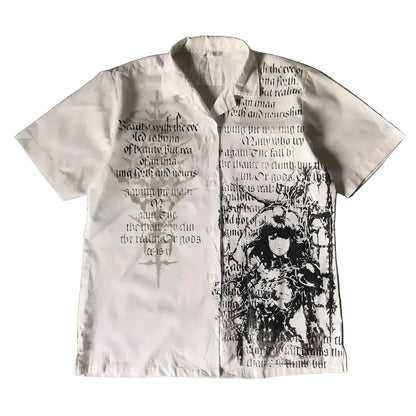 LIMITED EDITION Y2K White Affliction Retro Skull Letter Print T-Shirt Harajuku Sleeve - Man