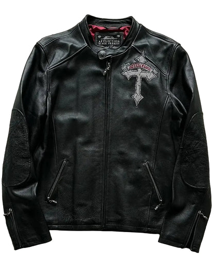 Y2K Skull Embroidered Street Hip Hop Jacket Loose PU Leather - Man