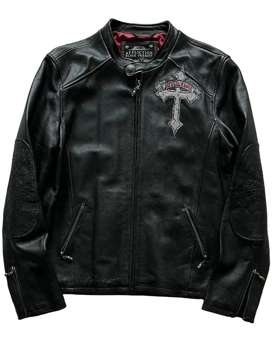 Y2K Skull Embroidered Street Hip Hop Jacket Loose PU Leather - Man