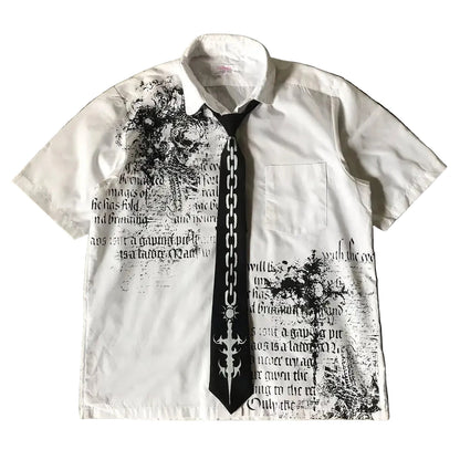 LIMITED EDITION Y2K White Affliction Retro Skull Letter Print T-Shirt Harajuku Sleeve - Man