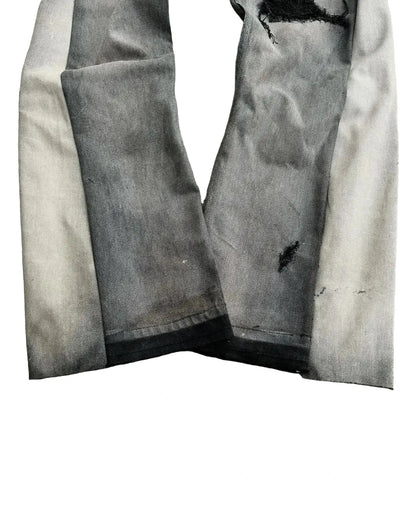 American Hip Hop Men’s High-Waist Patchwork Flared Jeans