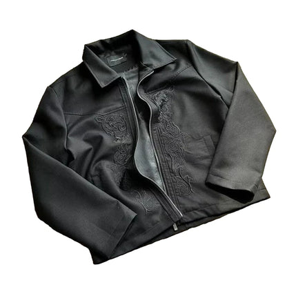Oversized Pattern Embroidered Streetwear Jacket Y2K Gothic Hip Hop - Man