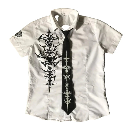 LIMITED EDITION Y2K White Affliction Retro Skull Letter Print T-Shirt Harajuku Sleeve - Man