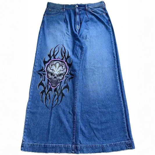 Y2K Baggy Jeans Men – Harajuku Gothic Vintage Printed Wide-Leg Streetwear