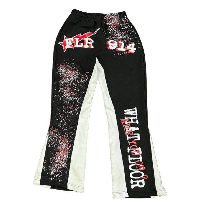 3D Print Loose Flared Sweatpants for Men and Women