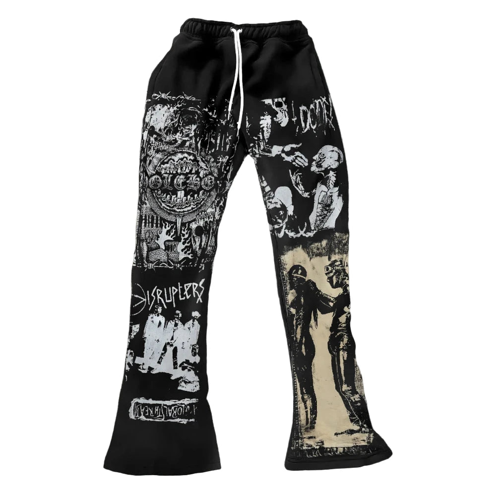 3D Print Loose Flared Sweatpants for Men and Women