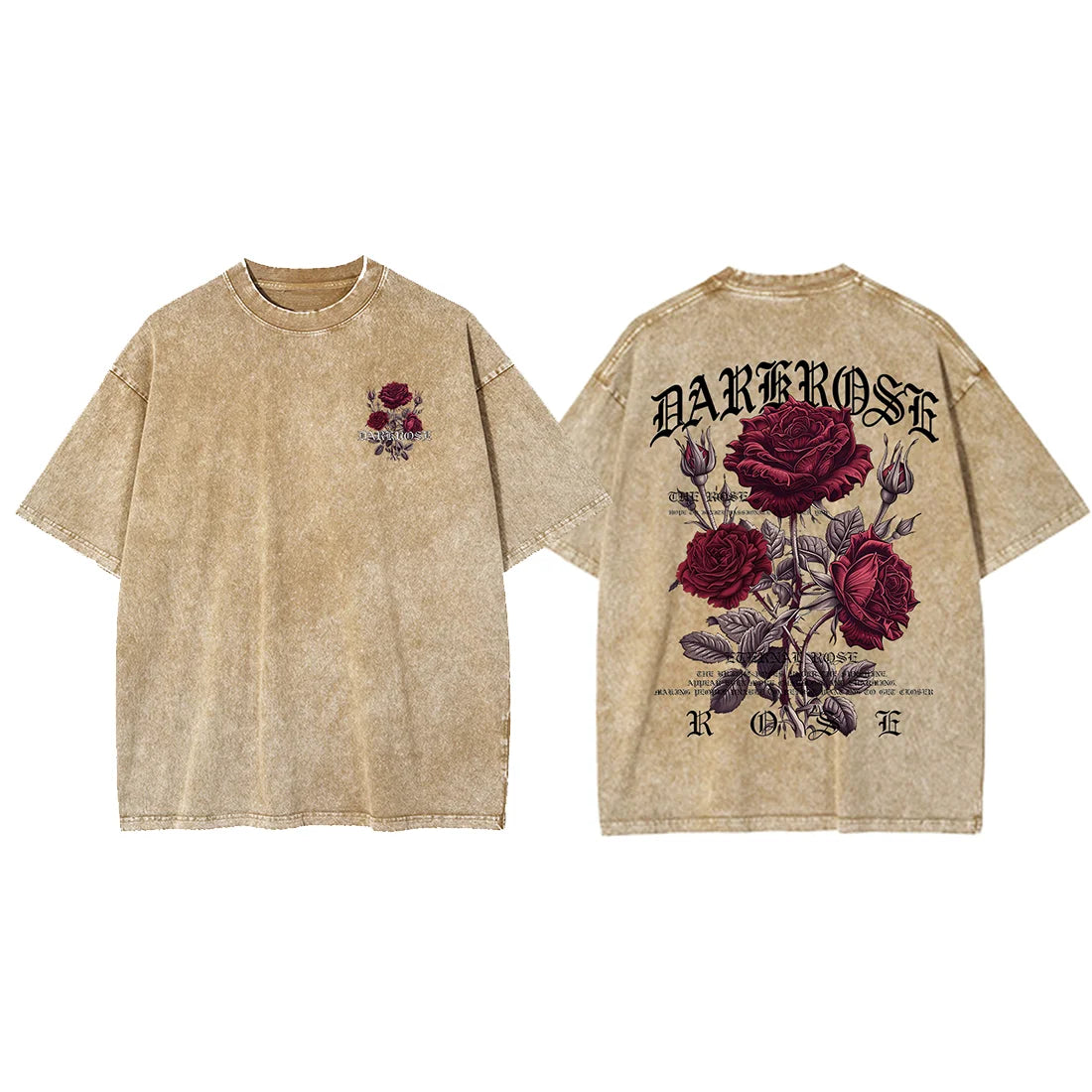 Red Roses Ribbon Print T-Shirt – Men’s Oversized Cotton Casual Tee