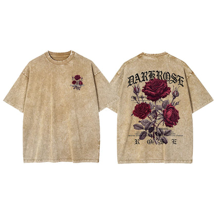 Red Roses Ribbon Print T-Shirt – Men’s Oversized Cotton Casual Tee