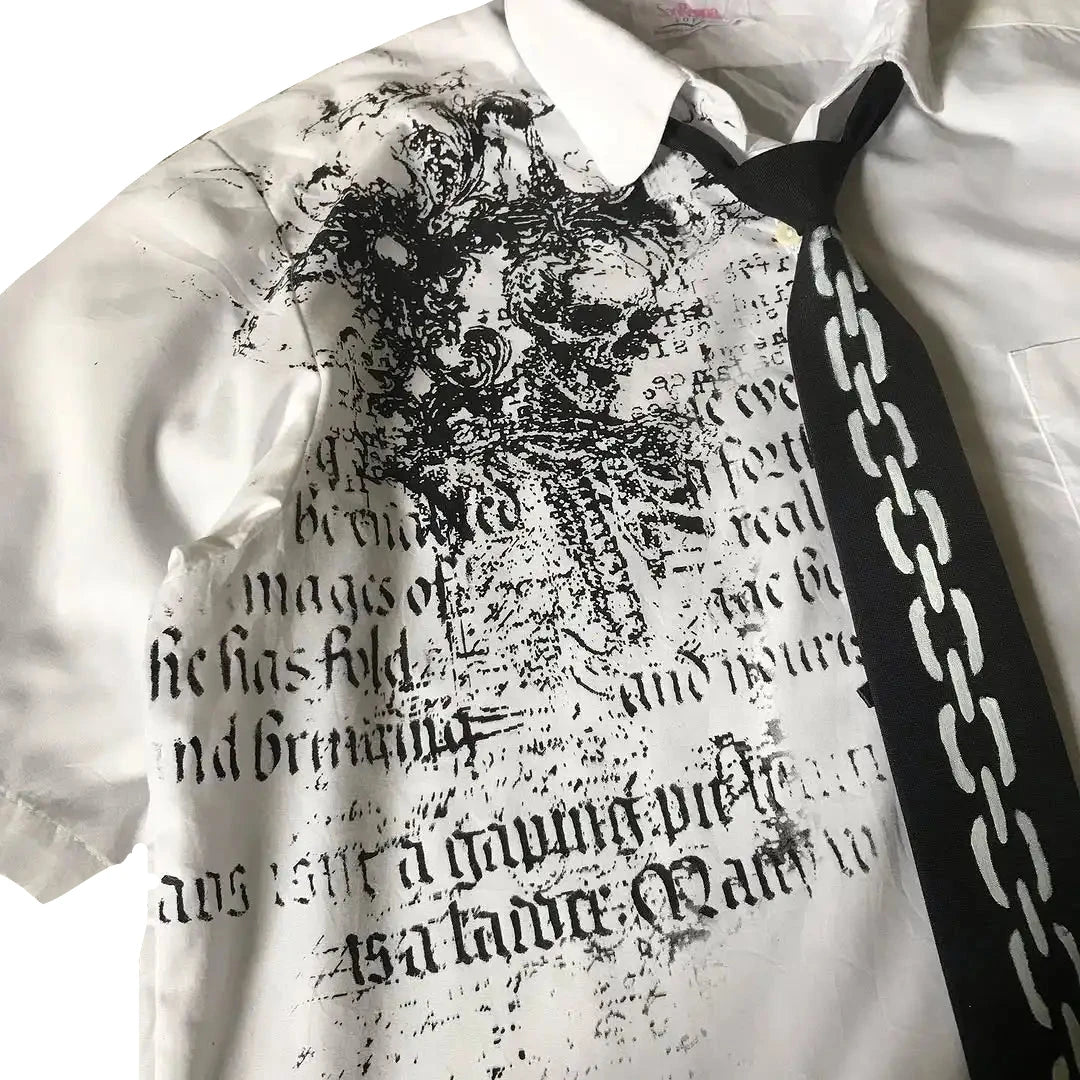 LIMITED EDITION Y2K White Affliction Retro Skull Letter Print T-Shirt Harajuku Sleeve - Man