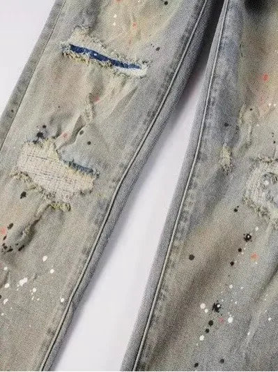 Retro American Street Hip Hop Men's Denim Jeans - Slim Fit