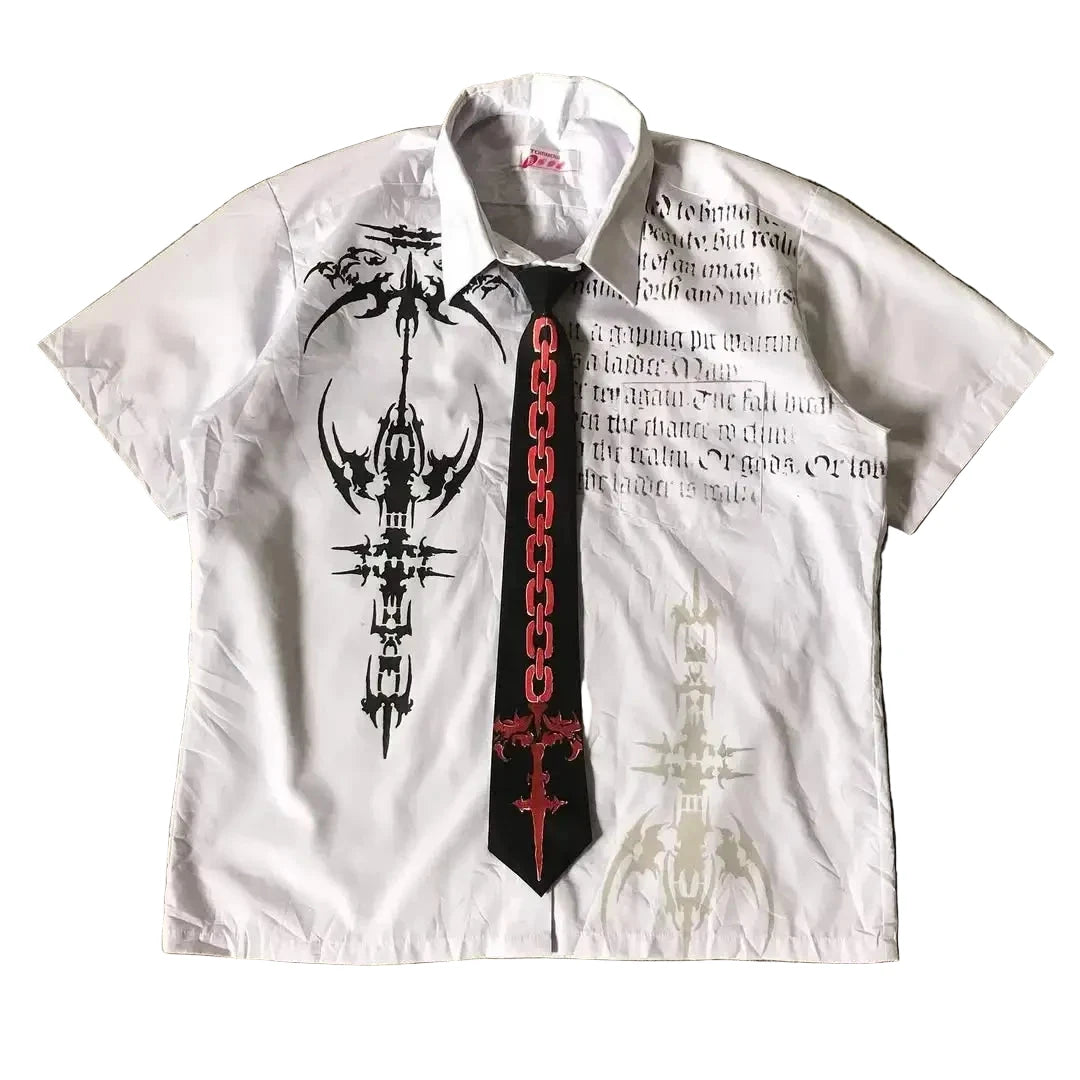 LIMITED EDITION Y2K White Affliction Retro Skull Letter Print T-Shirt Harajuku Sleeve - Man