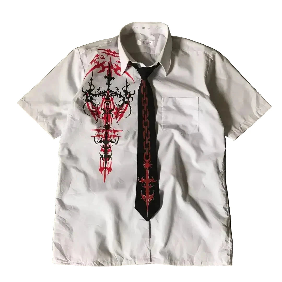 LIMITED EDITION Y2K White Affliction Retro Skull Letter Print T-Shirt Harajuku Sleeve - Man