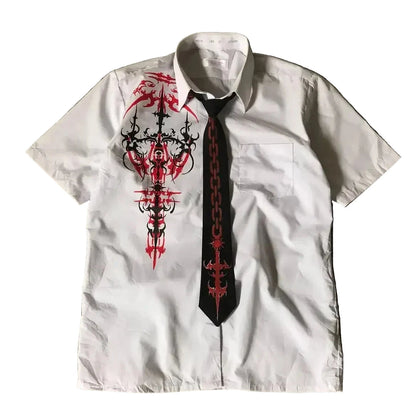 LIMITED EDITION Y2K White Affliction Retro Skull Letter Print T-Shirt Harajuku Sleeve - Man