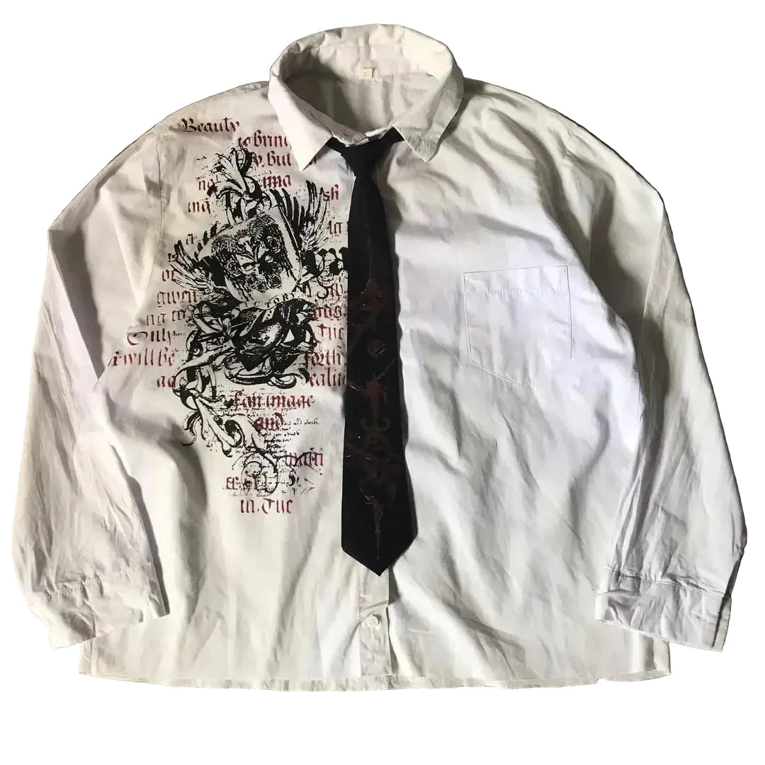 LIMITED EDITION Y2K White Affliction Retro Skull Letter Print T-Shirt Harajuku Sleeve - Man