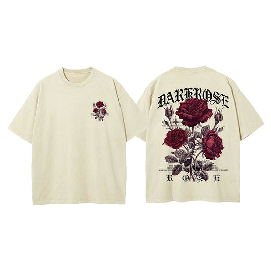 Red Roses Ribbon Print T-Shirt – Men’s Oversized Cotton Casual Tee