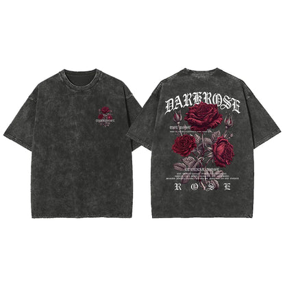 Red Roses Ribbon Print T-Shirt – Men’s Oversized Cotton Casual Tee