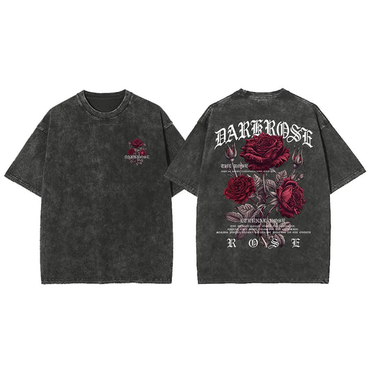 Red Roses Ribbon Print T-Shirt – Men’s Oversized Cotton Casual Tee