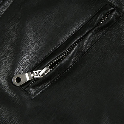 Niche Design PU Leather Jacket Lapel Letter Loose Coat - Man