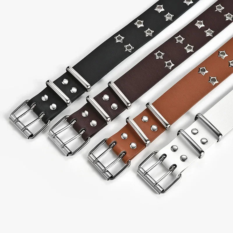 Y2K Punk Rivet Leather Belts for Women and Men