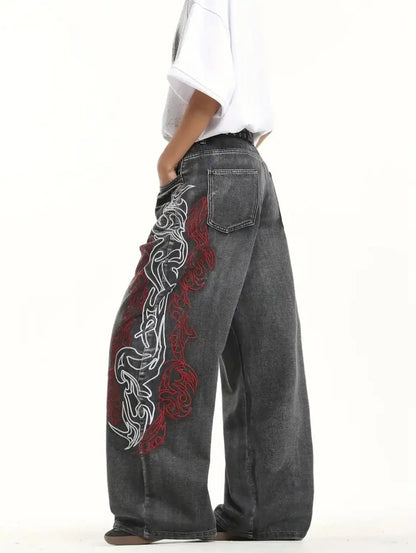 Y2K High Street Dark Gothic Unisex Jeans American Harajuku Baggy Straight Pants