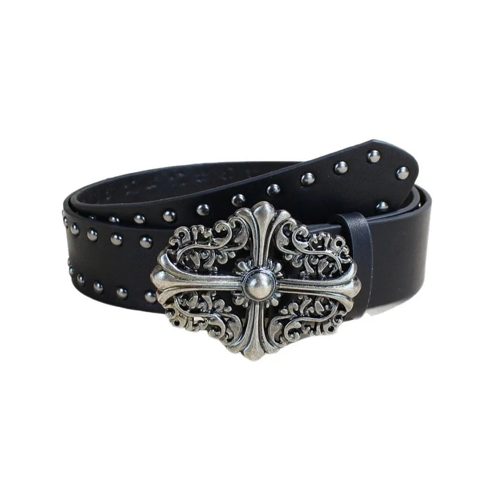 Y2K Rivet Punk Wide Belt for Women - Retro Belt